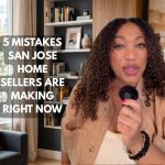 Michelle Elliott speaking into a microphone with text overlay reading "5 Mistakes San Jose Home Sellers Are Making Right Now